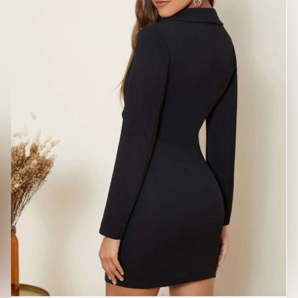 Black Double-breasted Blazer Dress - Picture 2 of 5
